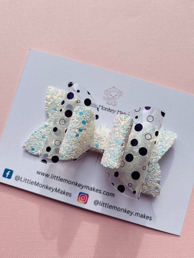 White glitter bow with acetate